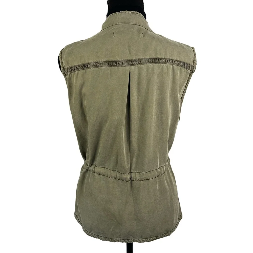 Max Jeans Army Green Sleeveless Utility Jacket Vest Tencel Womens Medium NWT